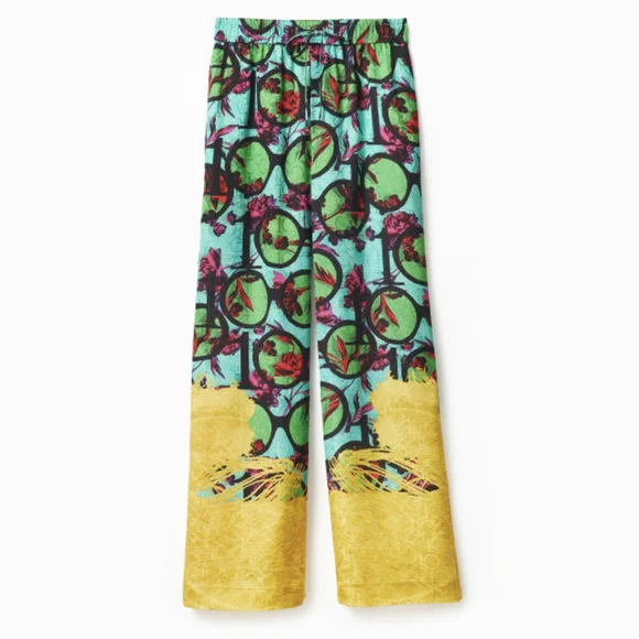 Iris Apfel x H&M pants colourful green/turquoise with string sizes available S. - Picture 15 of 15